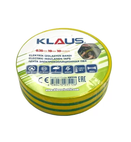 KE11YG KLAUS BANDA ELEXTRICA GELBEN-VERDE 0.15MM-19MM*10Y-1